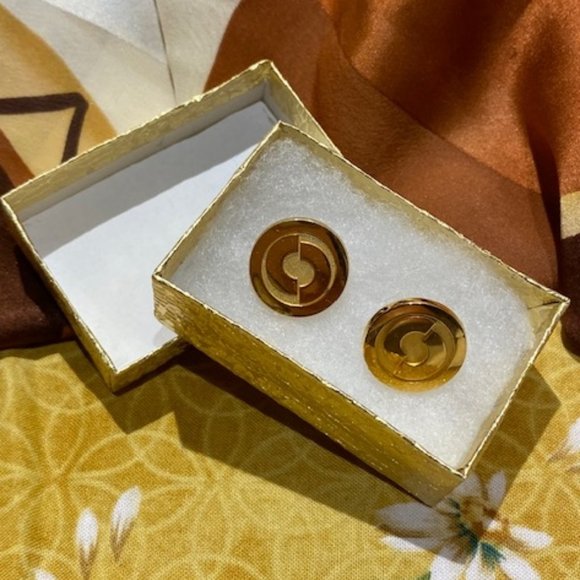 VTG 14K Gold Signed BFL Disc EARRINGS - Picture 2 of 10